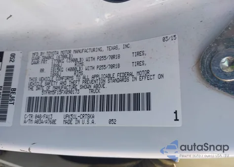 2015 Toyota Tundra Sr 4.6L V8 из США, поврежденный, VIN 5TFRM5F15FX090173